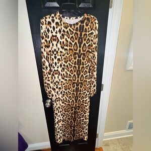 Leopard Print Long Sleeve Maxi Dress - Bold Animal Print